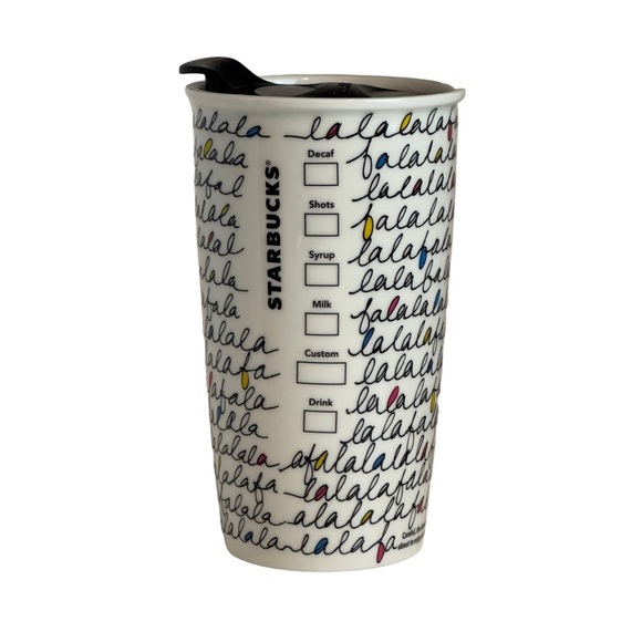 Starbucks Holiday FaLaLa 2011 Ceramic Coffee Tea Travel Tumbler 12 oz - Picture 4 of 11
